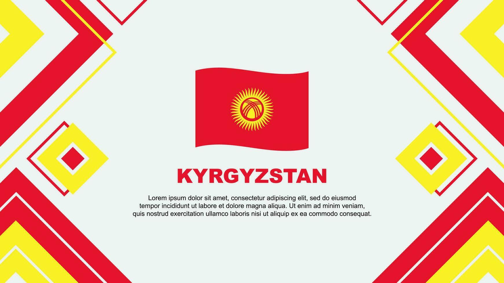 Kirgisistan Flagge abstrakt Hintergrund Design Vorlage. Kirgisistan Unabhängigkeit Tag Banner Hintergrund Vektor Illustration. Kirgisistan Hintergrund