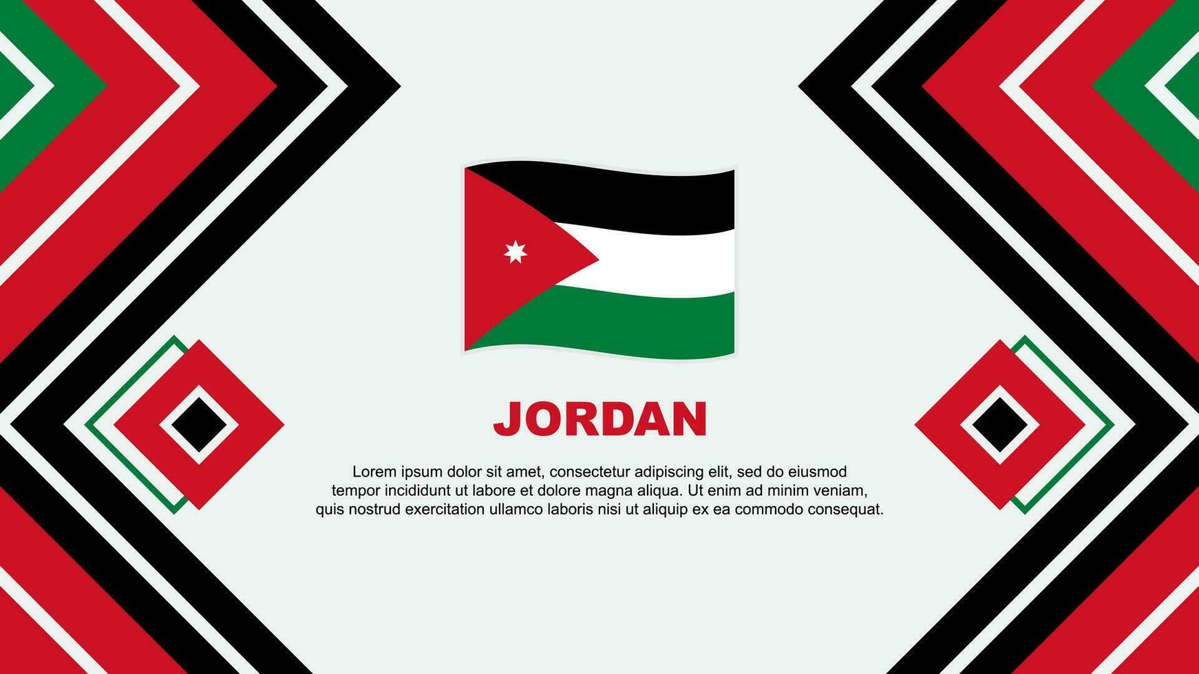 Jordan Flagge abstrakt Hintergrund Design Vorlage. Jordan Unabhängigkeit Tag Banner Hintergrund Vektor Illustration. Jordan Design