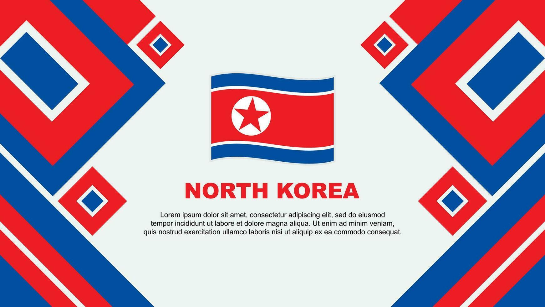 Norden Korea Flagge abstrakt Hintergrund Design Vorlage. Norden Korea Unabhängigkeit Tag Banner Hintergrund Vektor Illustration. Norden Korea Karikatur