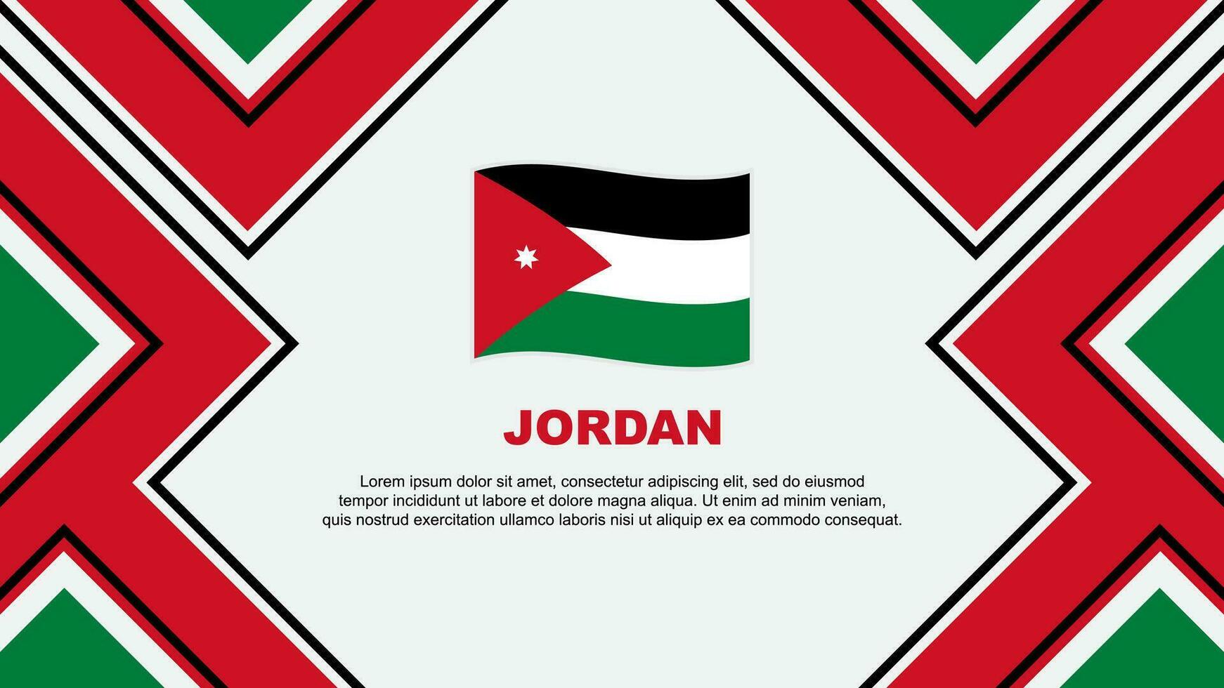 Jordan Flagge abstrakt Hintergrund Design Vorlage. Jordan Unabhängigkeit Tag Banner Hintergrund Vektor Illustration. Jordan Vektor