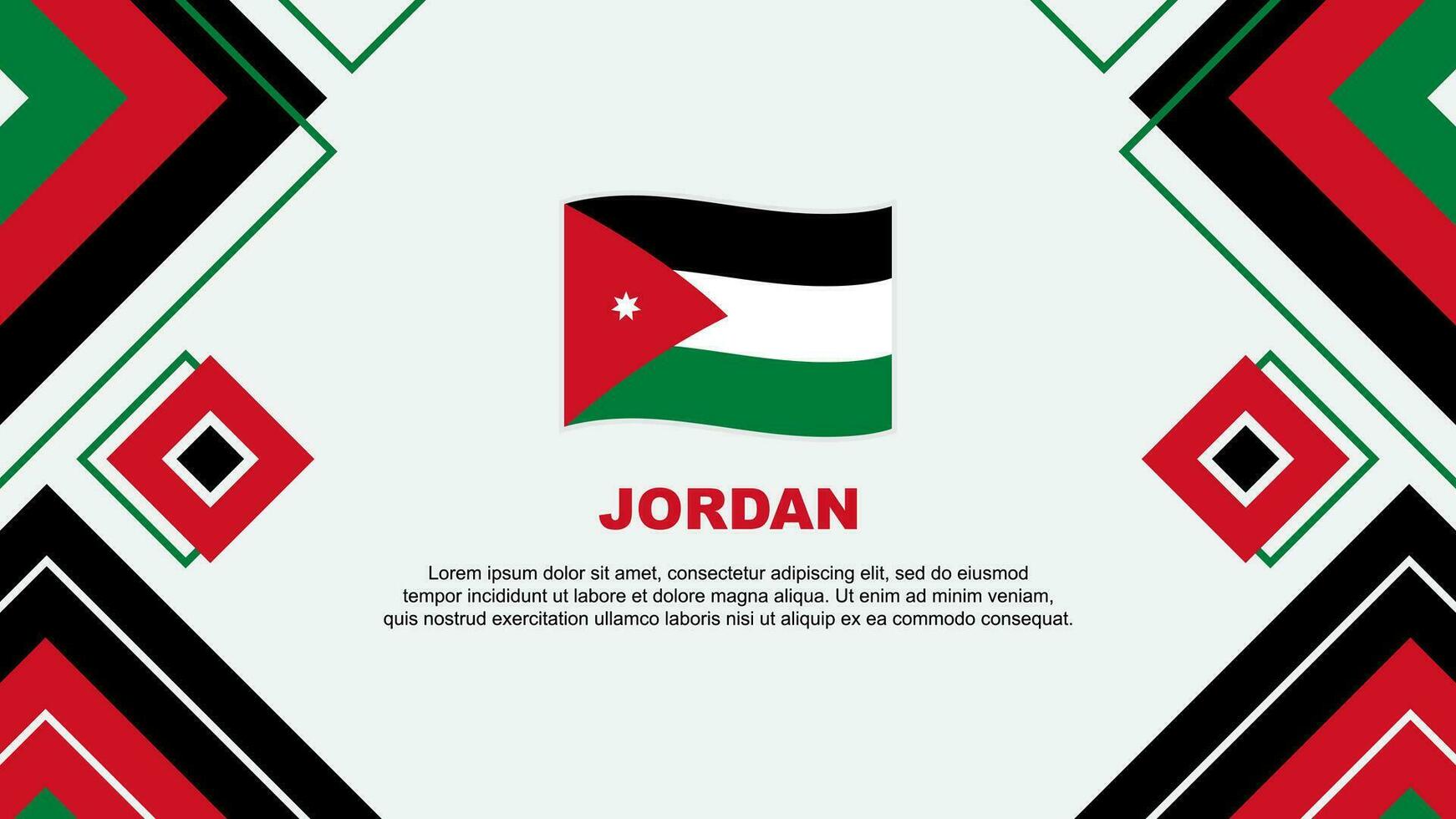 Jordan Flagge abstrakt Hintergrund Design Vorlage. Jordan Unabhängigkeit Tag Banner Hintergrund Vektor Illustration. Jordan Hintergrund