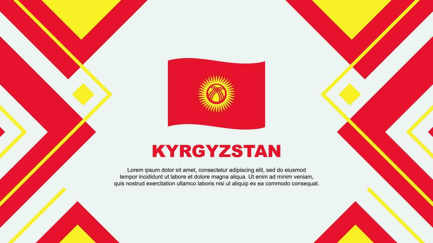 Kirgisistan Flagge abstrakt Hintergrund Design Vorlage. Kirgisistan Unabhängigkeit Tag Banner Hintergrund Vektor Illustration. Kirgisistan Illustration