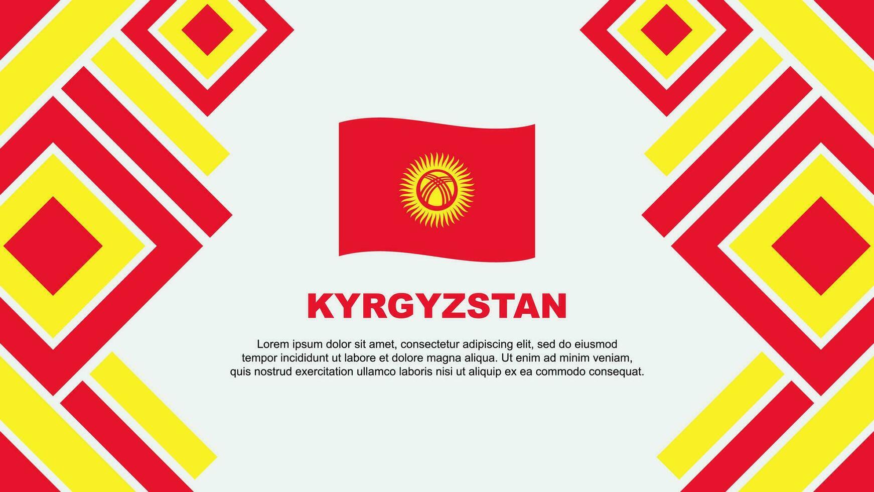 Kirgisistan Flagge abstrakt Hintergrund Design Vorlage. Kirgisistan Unabhängigkeit Tag Banner Hintergrund Vektor Illustration. Kirgisistan