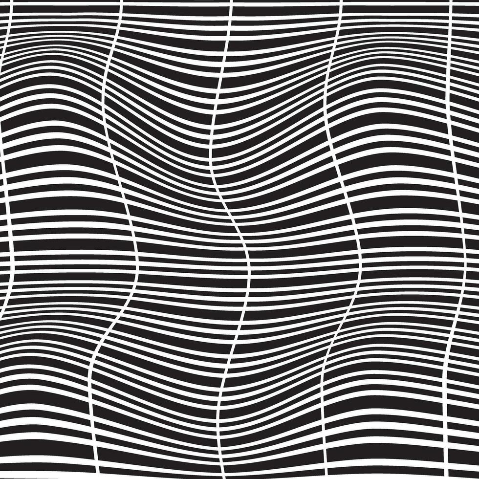 modern abstrakt einfach Nahtlos schwarz Farbe horizontal Halblinie wellig verzerren Muster vektor