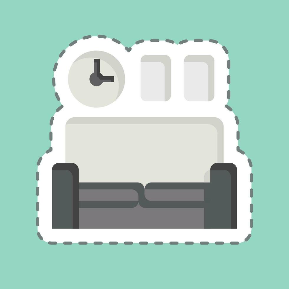klistermärke linje skära soffa. relaterad till Hem dekoration symbol. enkel design redigerbar. enkel illustration vektor