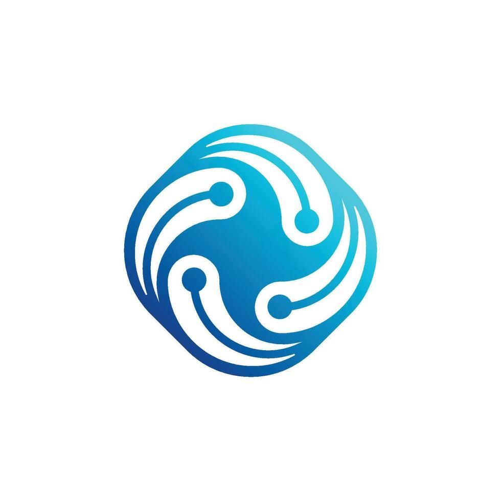 zentriert wirbelnd Netzwerk Technologie Logo vektor