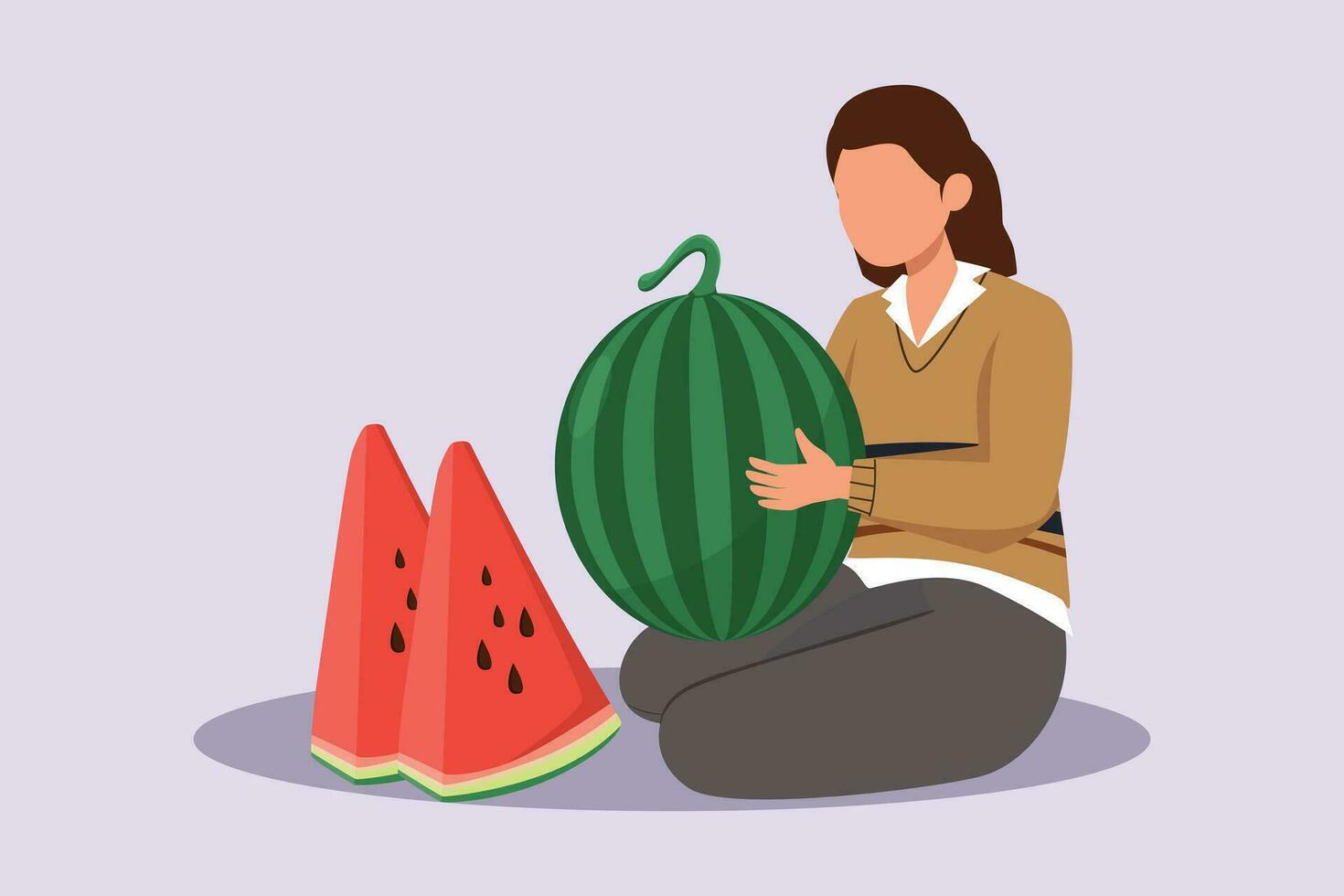 vatten melon frukt. ljus saftig sommar frukt begrepp. färgad platt vektor illustration isolerat.