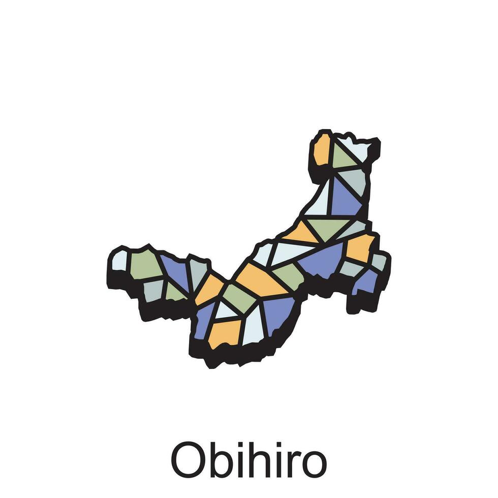 Karta stad av obihiro värld Karta internationell vektor mall med översikt grafisk stil, isolerat på vit bakgrund