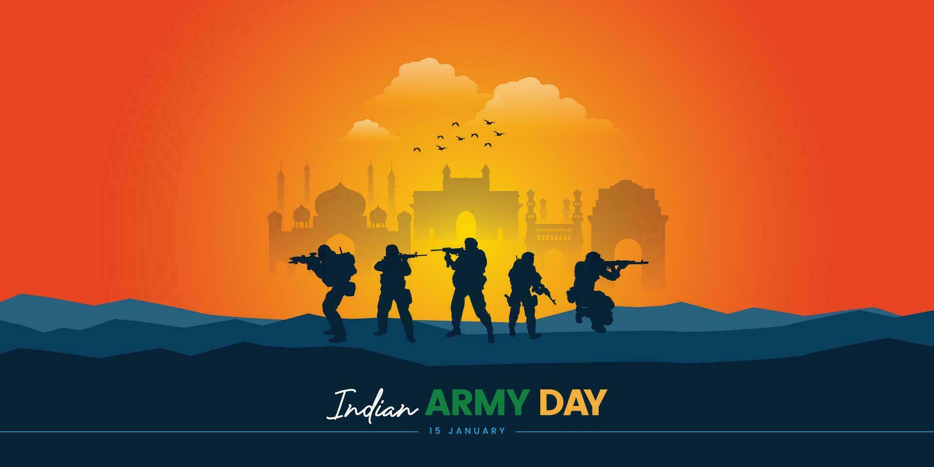 vektor illustration av indisk armén dag, fira de seger av de indisk armén på republik dag oberoende dag. amar jawan jyoti. kargil seger dag. indisk armén martyrer dag redigerbar design