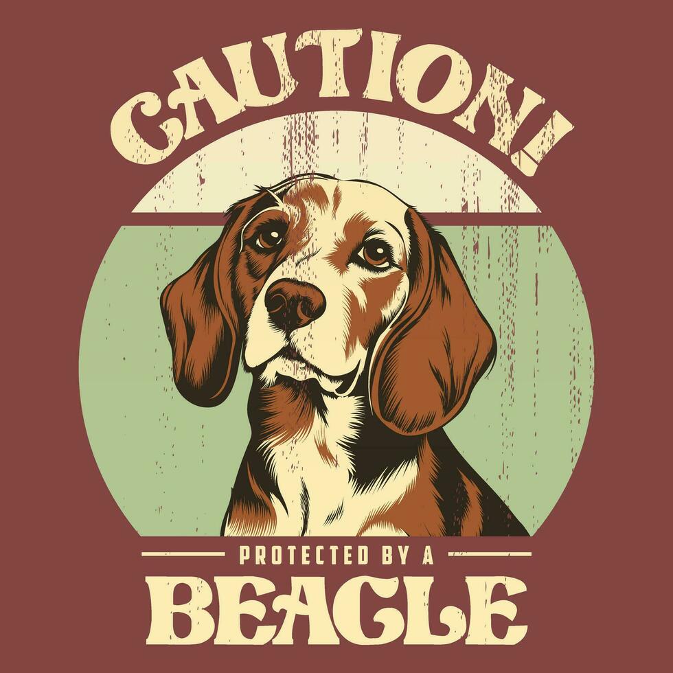 beagle hund årgång tshirt design stock vektor illustration