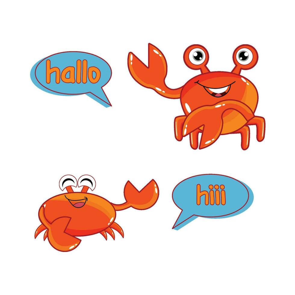Krabbe Charakter mit sagen Hallo im Rede Blase Illustration vektor