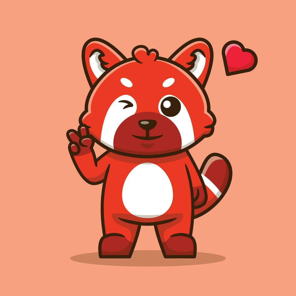 süß rot Panda friedlich Pose Vektor Karikatur Illustration