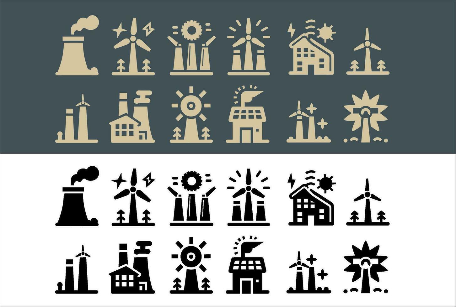 Windmühle Turbine Vektor einstellen Symbole. verlängerbar Energie, Alternative Quellen Energie und Öko freundlich mit transparent Hintergrund