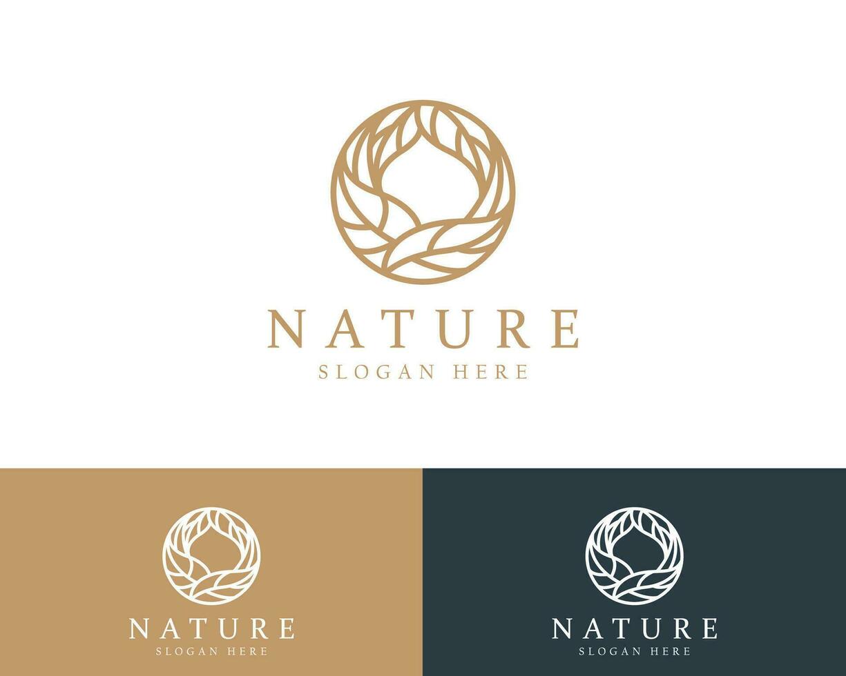 natur logotyp kreativ emblem cirkel te företag design mall lämna vektor