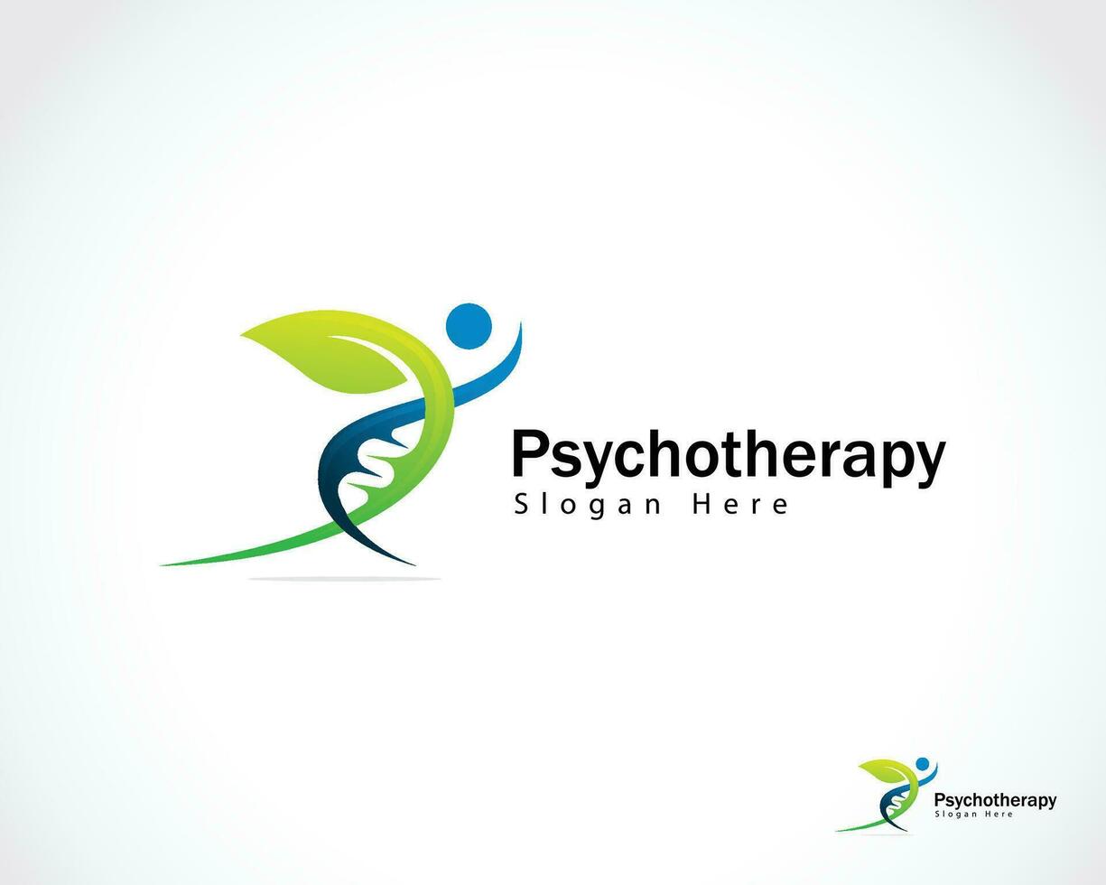 psykoterapi logotyp kreativ natur lämna gen hälsa klinik vektor
