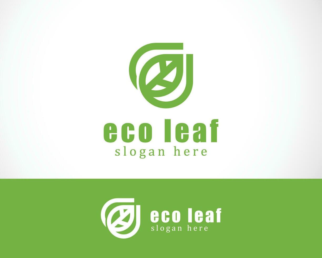 eco blad logotyp kreativ emblem varumärke natur linje konst tecken symbol vektor