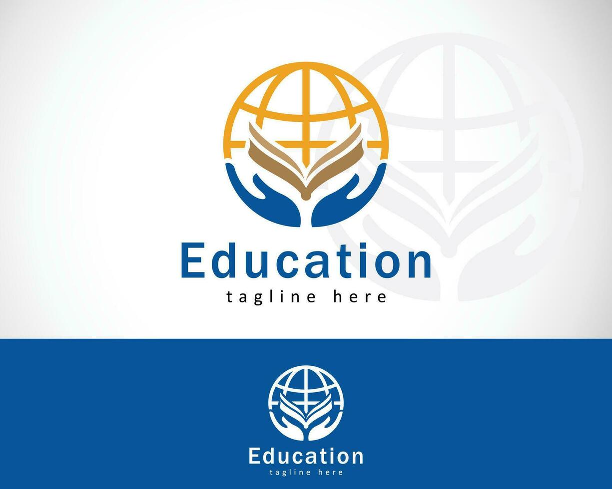 Welt Bildung Logo kreativ Buch Schule Zeichen Symbol Emblem Design Vorlage vektor