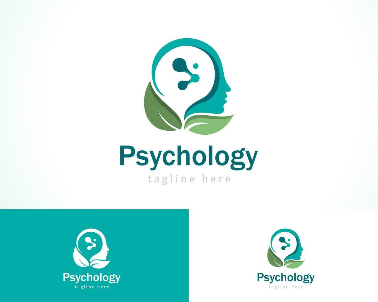 Psychologie Logo kreativ Natur verlassen Gesundheit Klinik Clever Verstand Design Charakter vektor