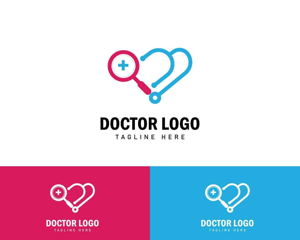 läkare logotyp kreativ Sök design begrepp tecken symbol läkare virtuell vektor