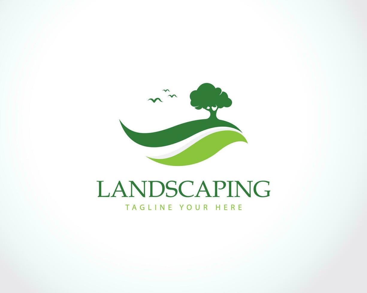 Landschaft Logo kreativ Garten natürlich Baum Wachstum Illustration Vektor