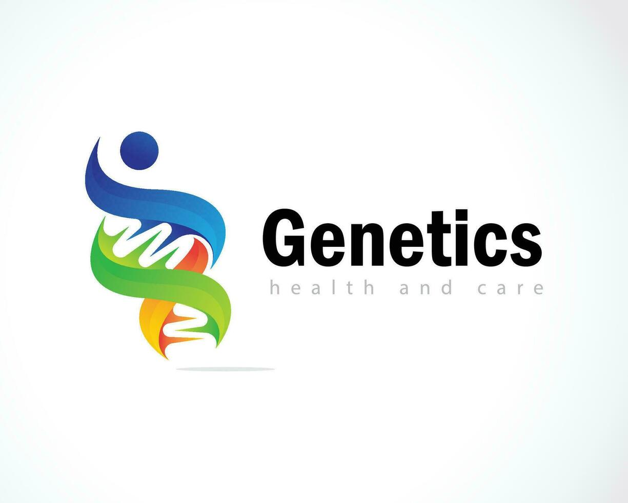 genetik logotyp kreativ teknologi vetenskap bio tech medicinsk design webb dna logotyp illustration människor vektor