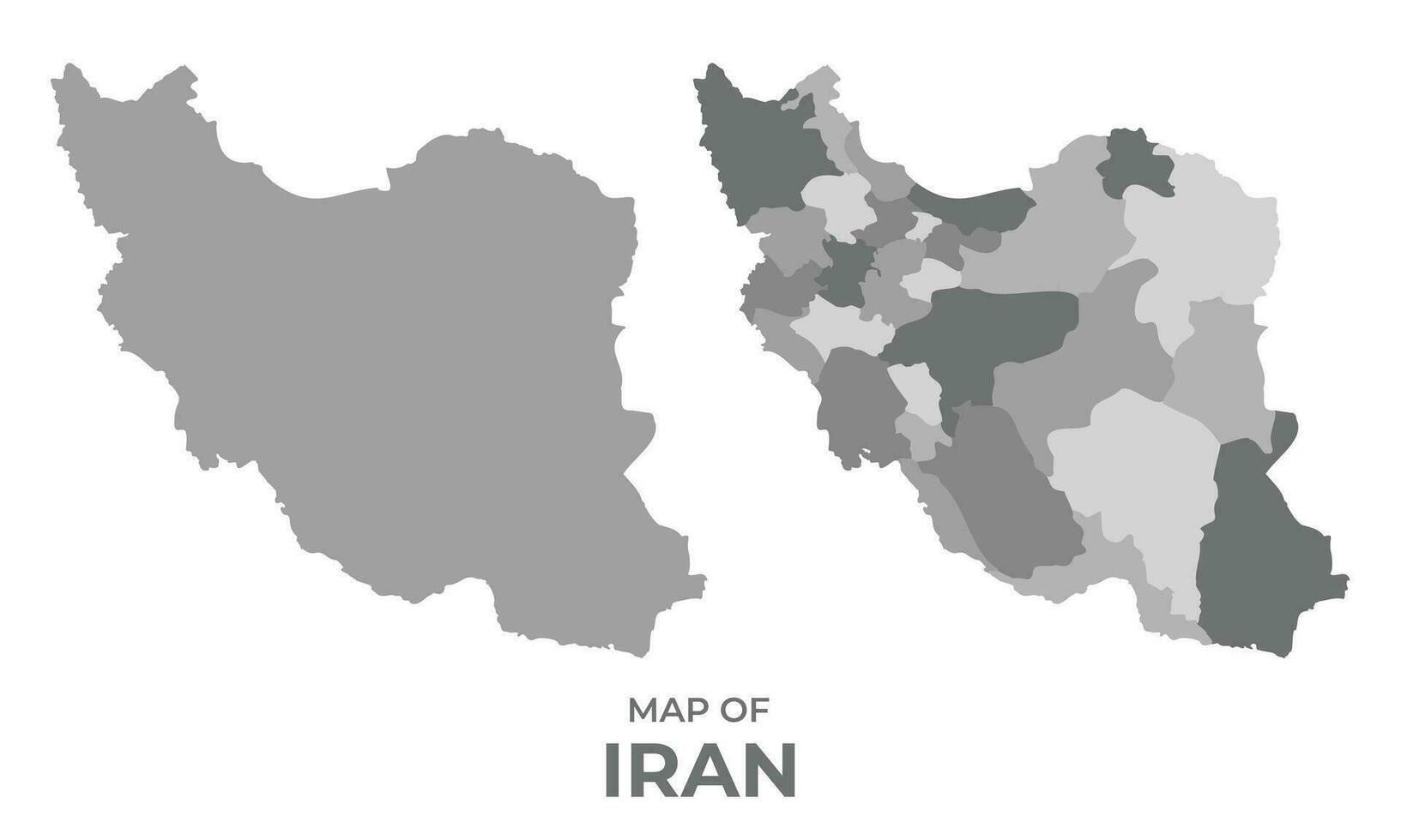 gråskale vektor Karta av iran med regioner och enkel platt illustration