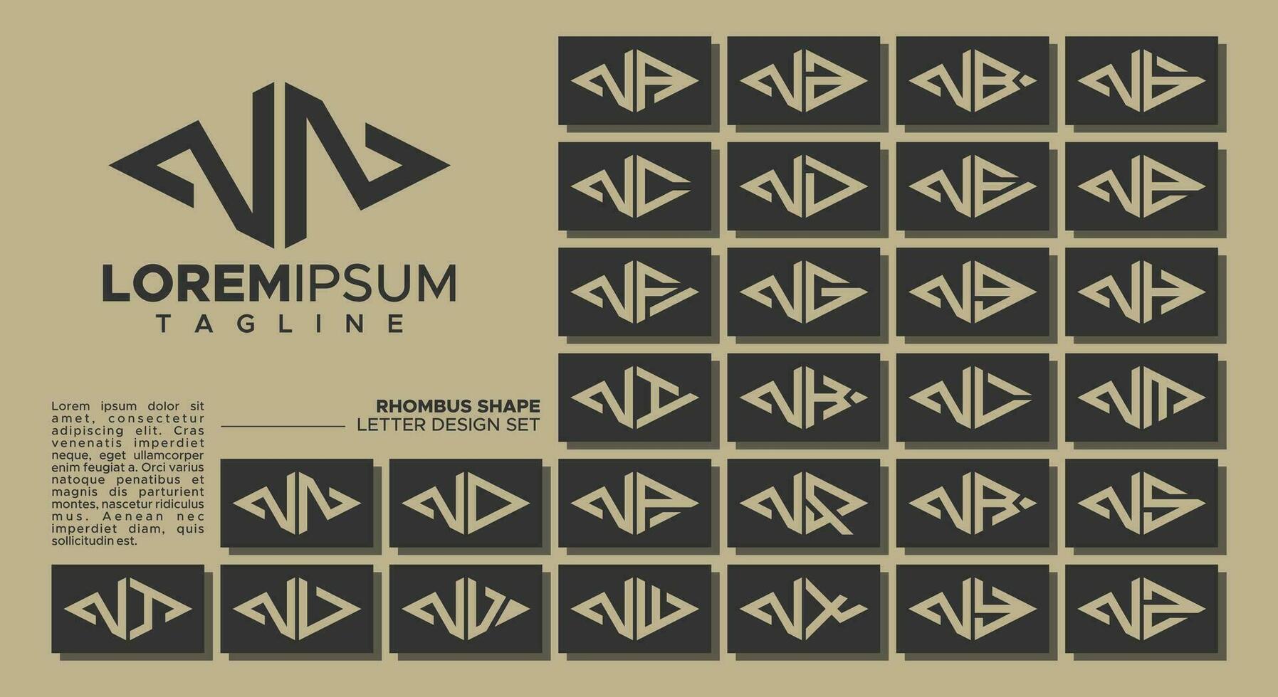 bündeln von geometrisch Linie Rhombus Brief n nn Logo Design vektor