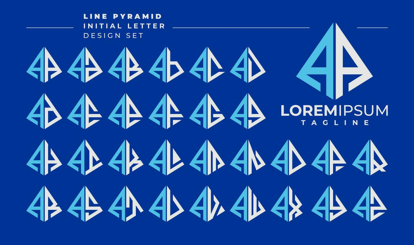 Linie abstrakt Pyramide Initiale Brief ein aa Logo Design einstellen vektor