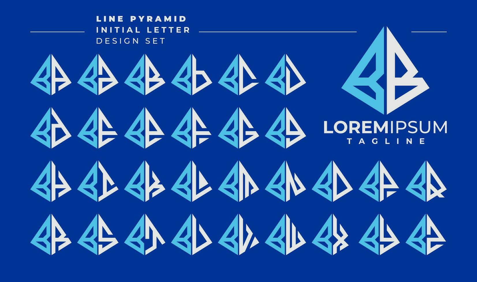 Linie abstrakt Pyramide Initiale Brief b bb Logo Design einstellen vektor