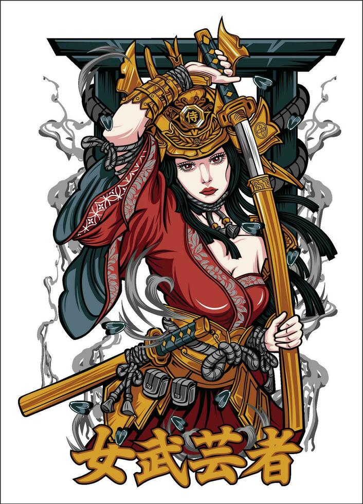 drucken Geisha Samurai vektor