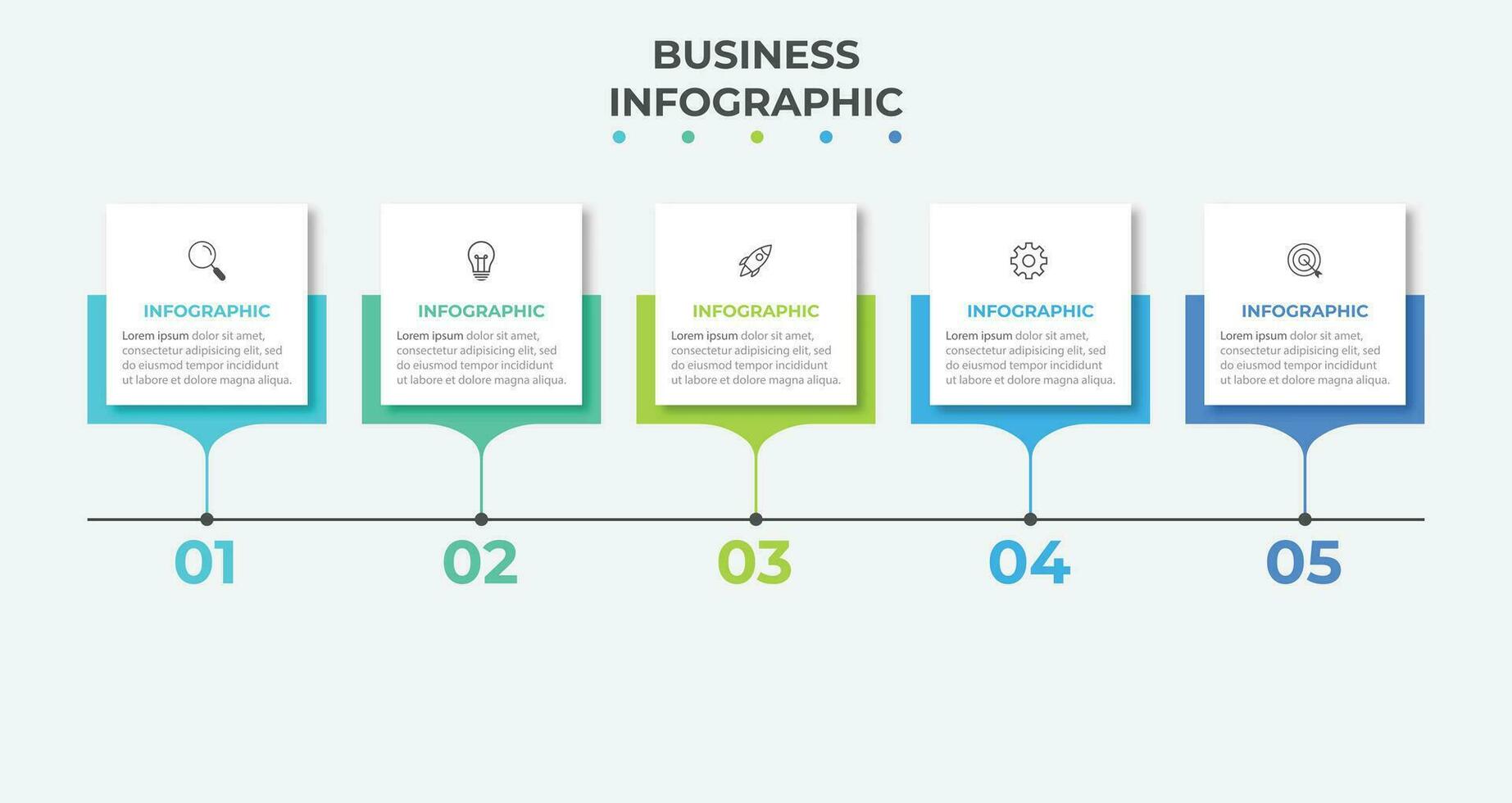 presentation business infographic mall med 5 alternativ. vektor illustration.