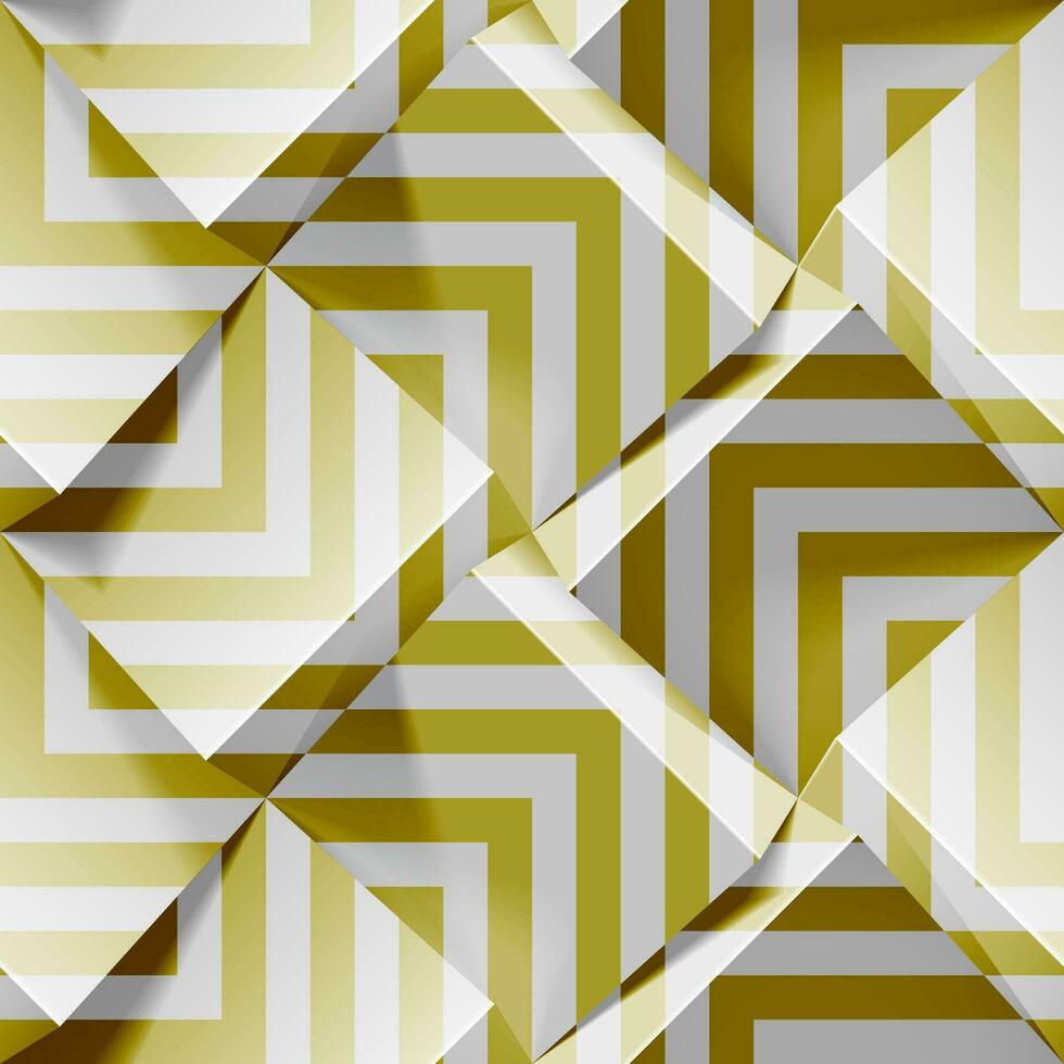 Licht nahtlos geometrisch Muster. realistisch 3d Würfel mit golden Streifen. Vektor Vorlage zum Tapeten, Textil, Stoff, Verpackung Papier, Hintergründe. abstrakt Textur mit Volumen extrudieren Wirkung.