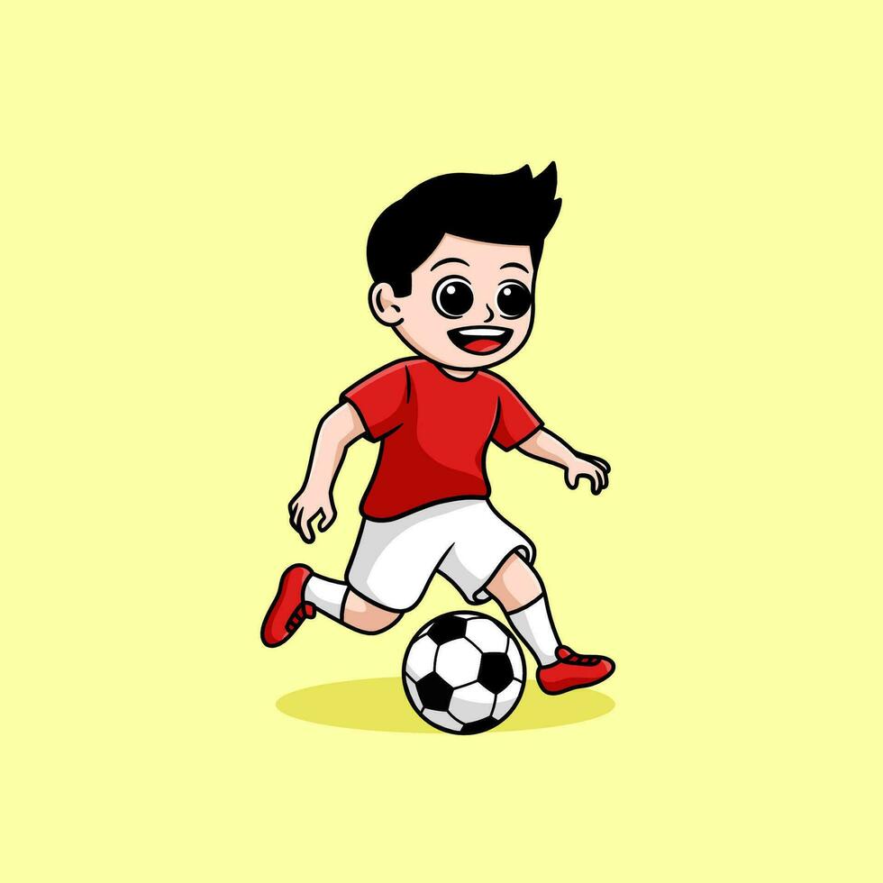 Junge Dribbling Fußball Fußball Karikatur vektor