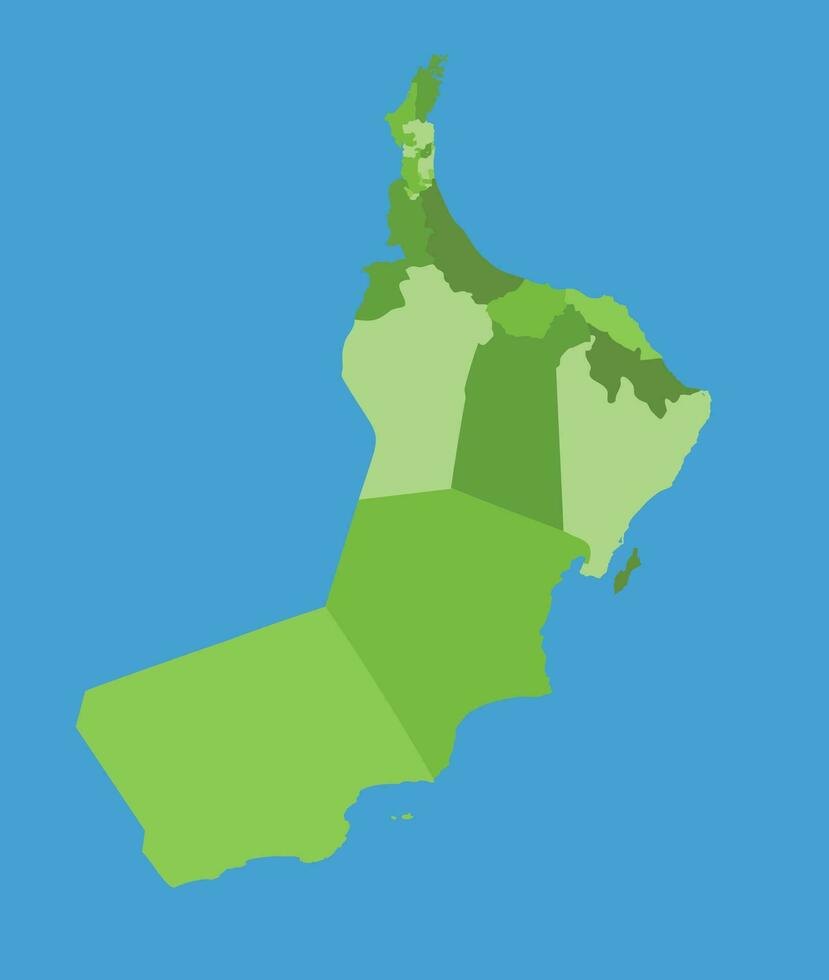 Oman Vektor Karte im Grünschuppe mit Regionen