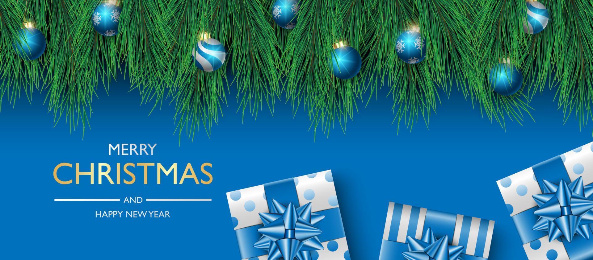 jul banner banner design, gåvor låda på blå bakgrund, jul lock bakgrund ,, gratulationskort, vektor illustration