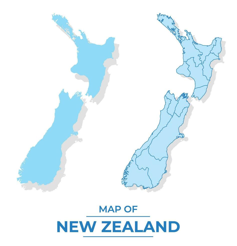 vektor ny zealand Karta uppsättning enkel platt och översikt stil illustration