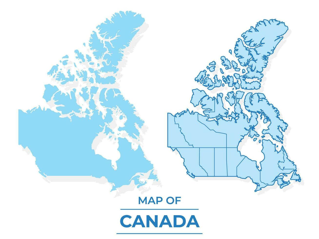 Vektor Kanada Karte einstellen einfach eben und Gliederung Stil Illustration