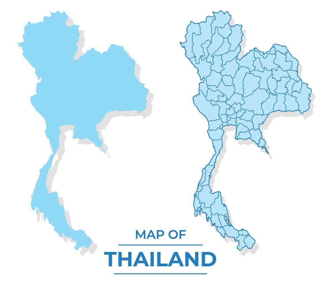 vektor thailand Karta uppsättning enkel platt och översikt stil illustration