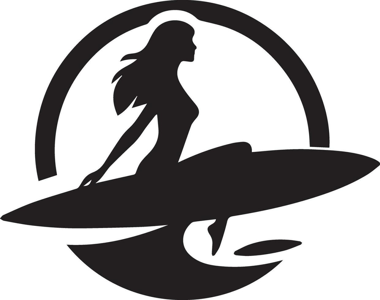 minimal Damen Surfen Vektor Silhouette, schwarz Farbe Silhouette, Weiß zurück Boden 8