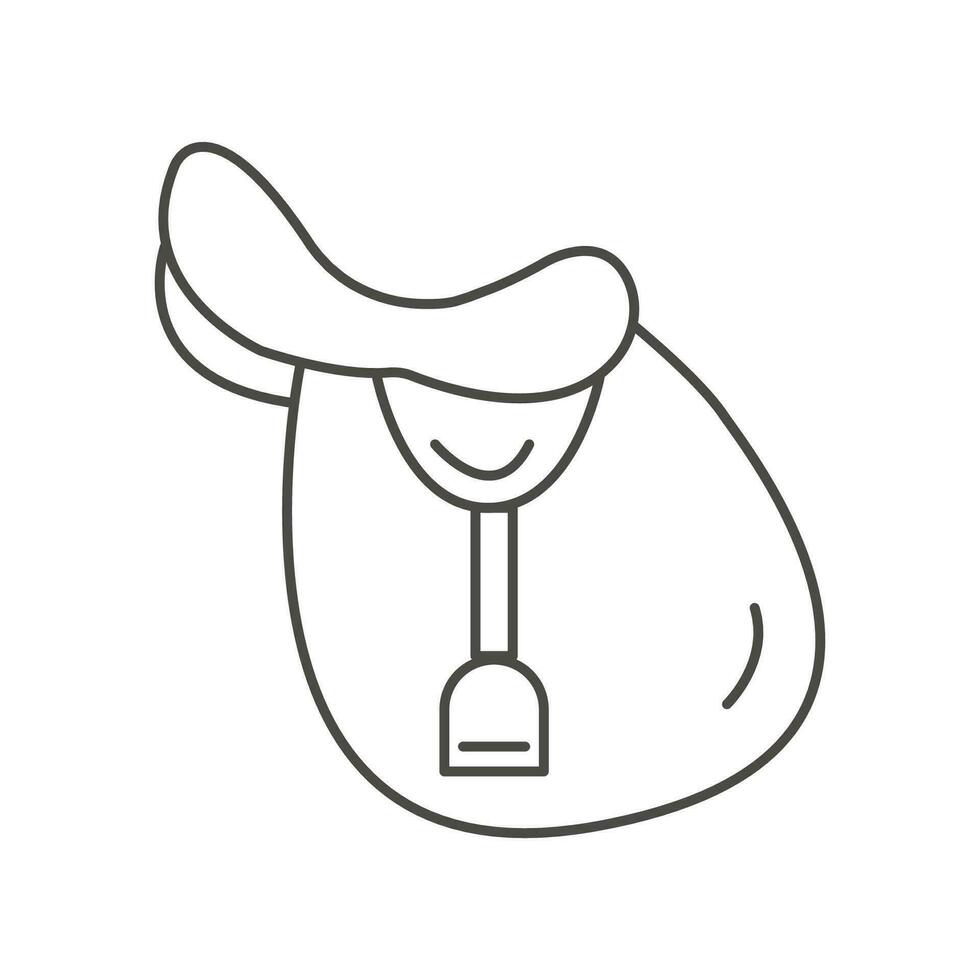 engelsk Hoppar sadel platt översikt ikon. minimal logotyp för häst ridning skola, gård eller odla. vektor element isolerat på vit bakgrund. enkel linje element illustration för sadel montör.