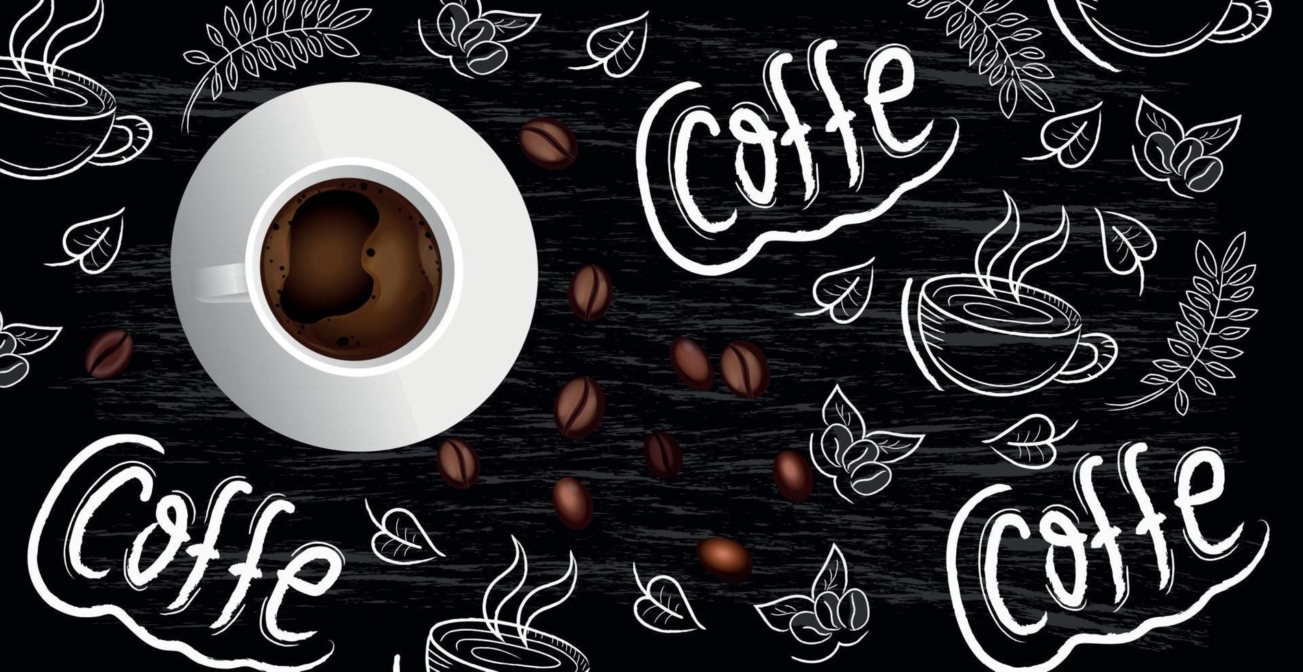 kaffe bakgrund med realistisk kopp kaffe - vektor