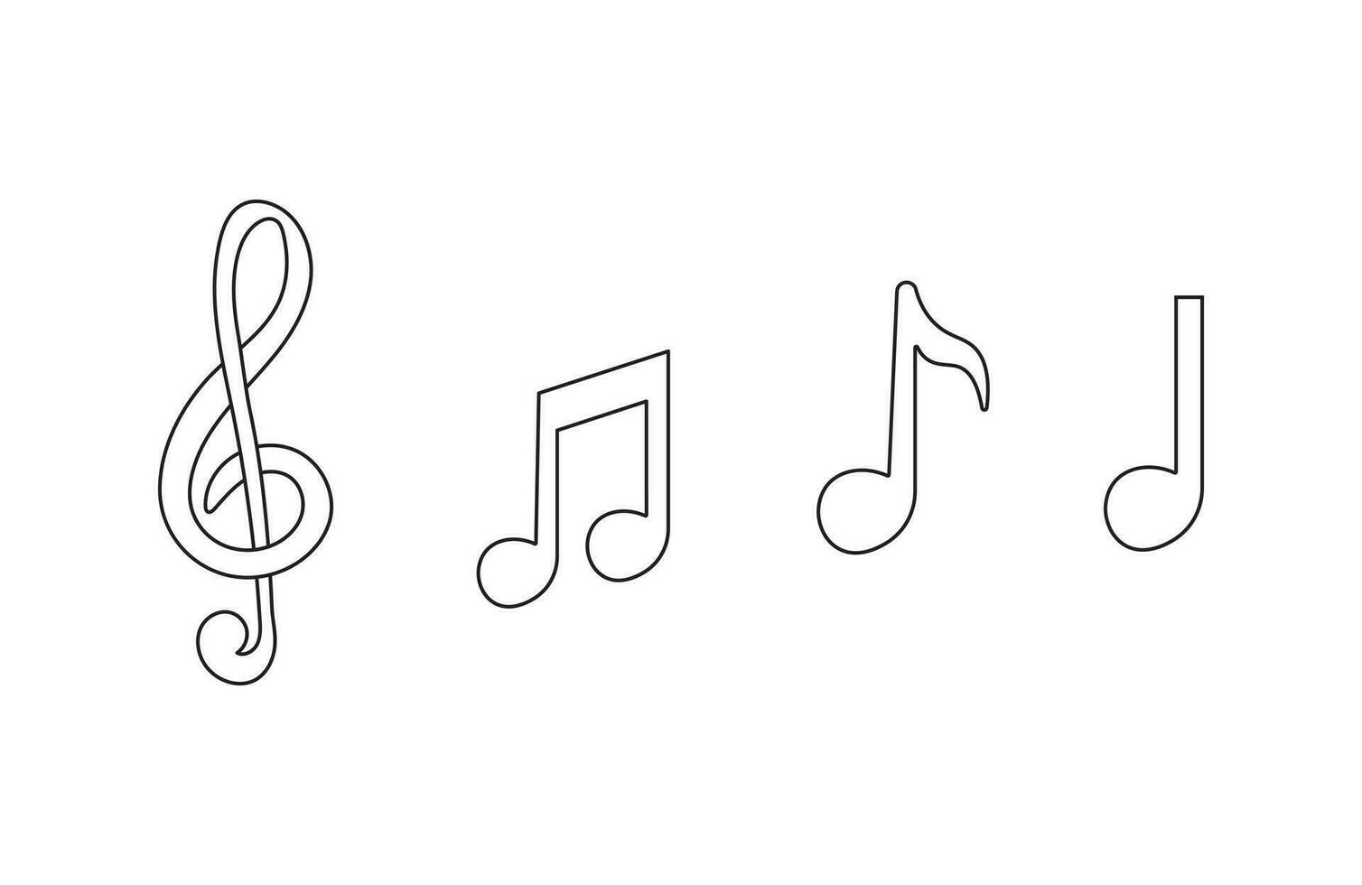 Hand gezeichnet Kinder Zeichnung Karikatur Vektor Illustration süß Musik- Hinweis Symbol isoliert auf Weiß