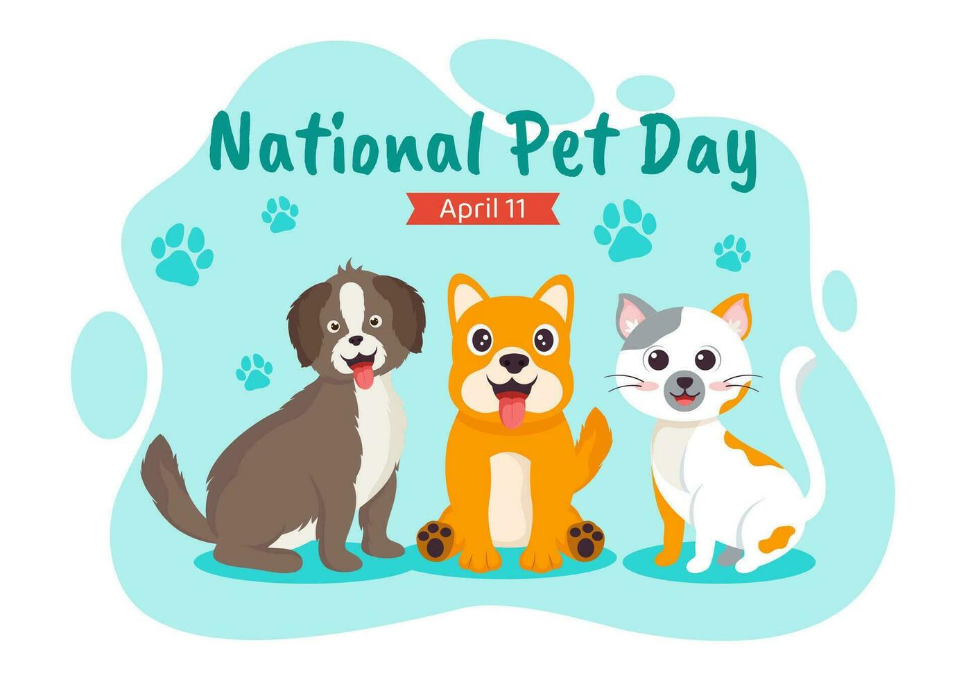 National Haustier Tag Vektor Illustration auf April 11 mit süß Haustiere von Katzen und Hunde zum feiern Ihre Tier Begleiter im eben Karikatur Hintergrund