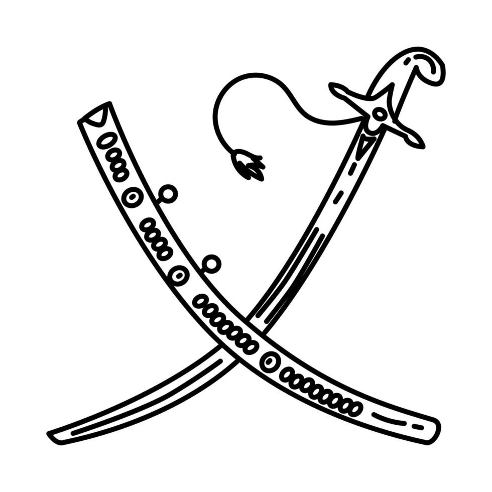 osmanisches Staatsschwert-Symbol. Gekritzel handgezeichnet oder Umriss-Icon-Stil vektor