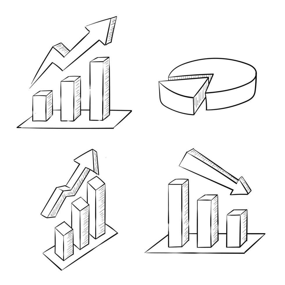 Grafik Diagramm Hand gezeichnet Vektor. geeignet zum Bankwesen und Finanzen Bericht Illustration. vektor