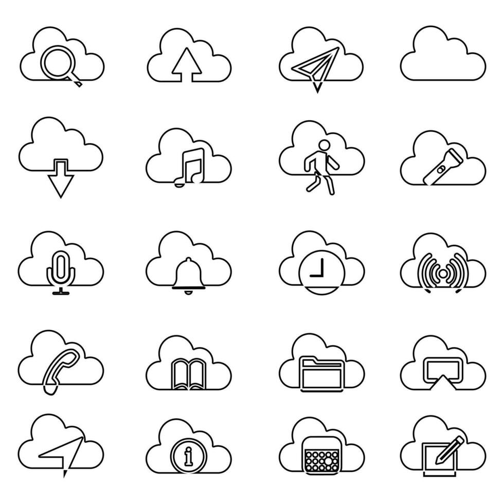 Wolke Bedienung und Netzwerk verbunden Symbole vektor