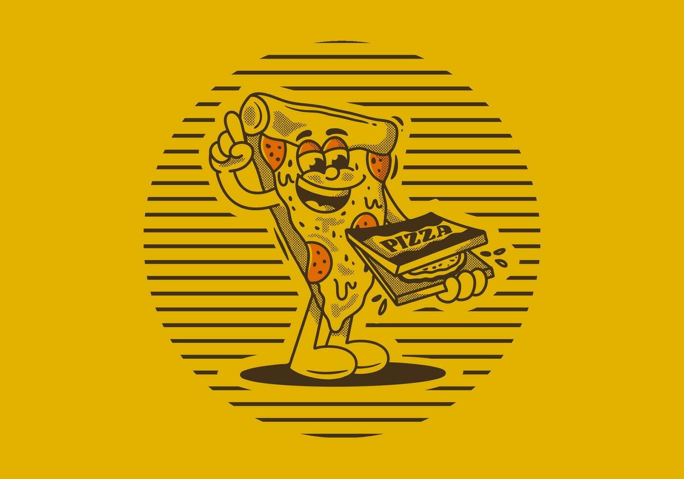 Charakter von Pizza halten ein Box Pizza vektor