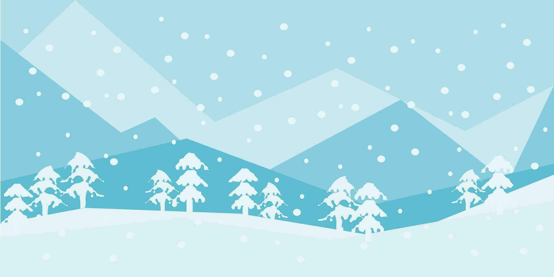 vit och blå tona av vinter- landskap, snöig bergen och skog, snöfall, alpina vektor