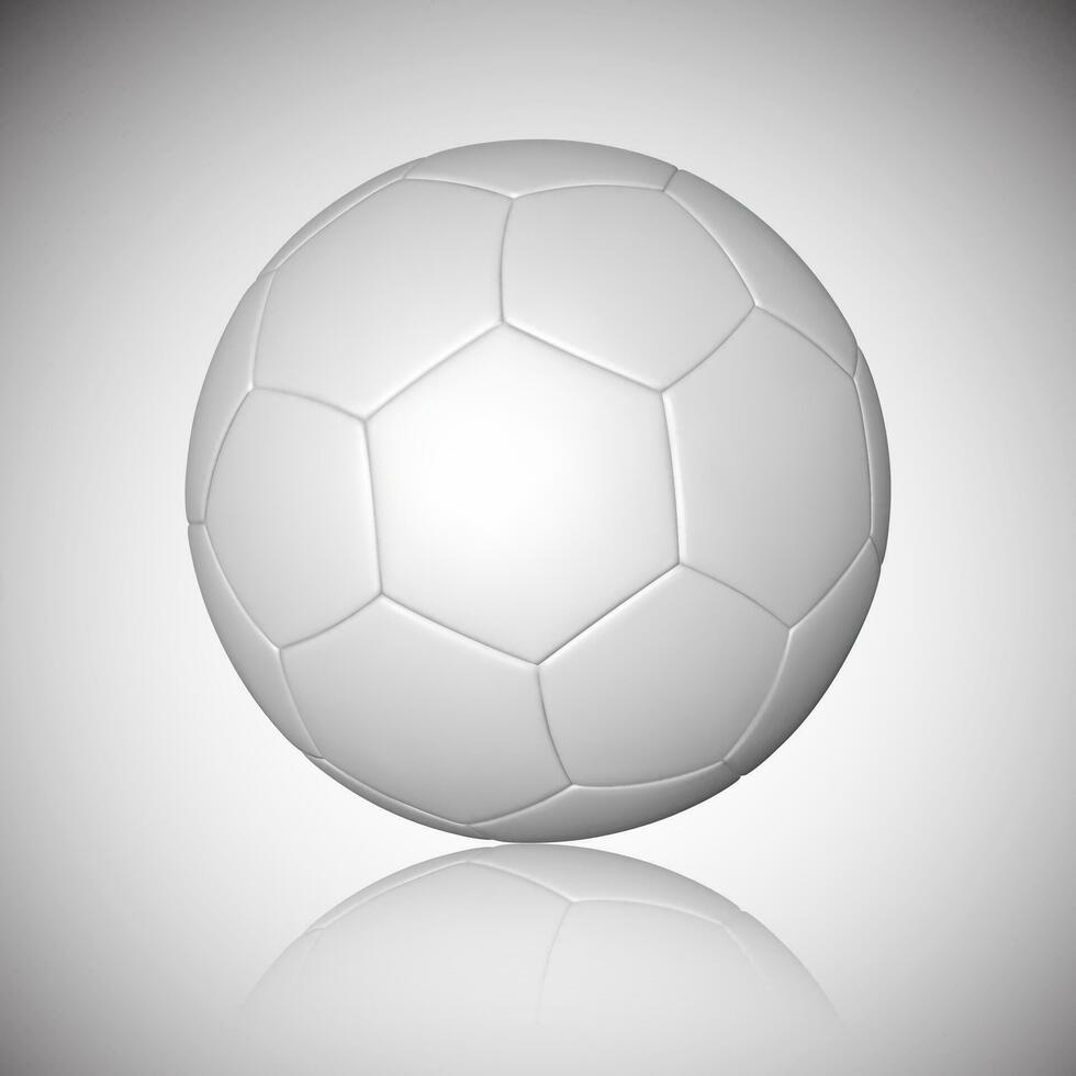 Fußball Ball, Fußball Ball, Attrappe, Lehrmodell, Simulation, mit Betrachtung auf grau Hintergrund. Vektor Illustration