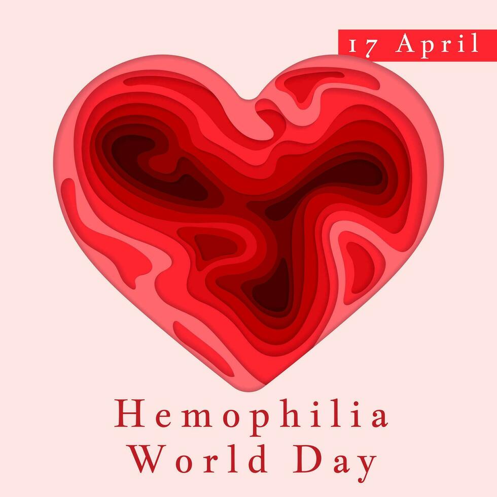 Hämophilie Welt Tag Poster. Emblem medizinisch Zeichen zum 17 April. Welt Blut Spender Tag. Vektor Illustration